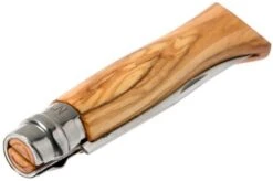 Opinel Pocket Knife No. 8 Luxury Range With Leather Sheath, Olive Wood -Knives and Tools OP001004 04 opinel v201903