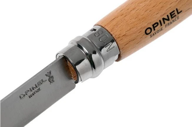 Opinel Pocket Knife No. 8 Classic, Stainless Steel, Leather Sheath, Beech 9 Opinel Pocket Knife No. 8 Classic, Stainless Steel, Leather Sheath, Beech - Image 7