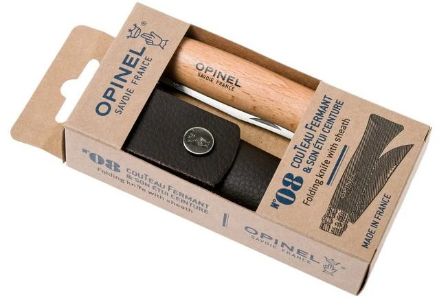 Opinel Pocket Knife No. 8 Classic, Stainless Steel, Leather Sheath, Beech 13 Opinel Pocket Knife No. 8 Classic, Stainless Steel, Leather Sheath, Beech - Image 11