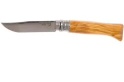 Opinel Pocket Knife No. 8 Luxury Range, Stainless Steel, Olive Wood